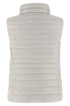 villan vest in polished technical fabric quilted and goose feather padding