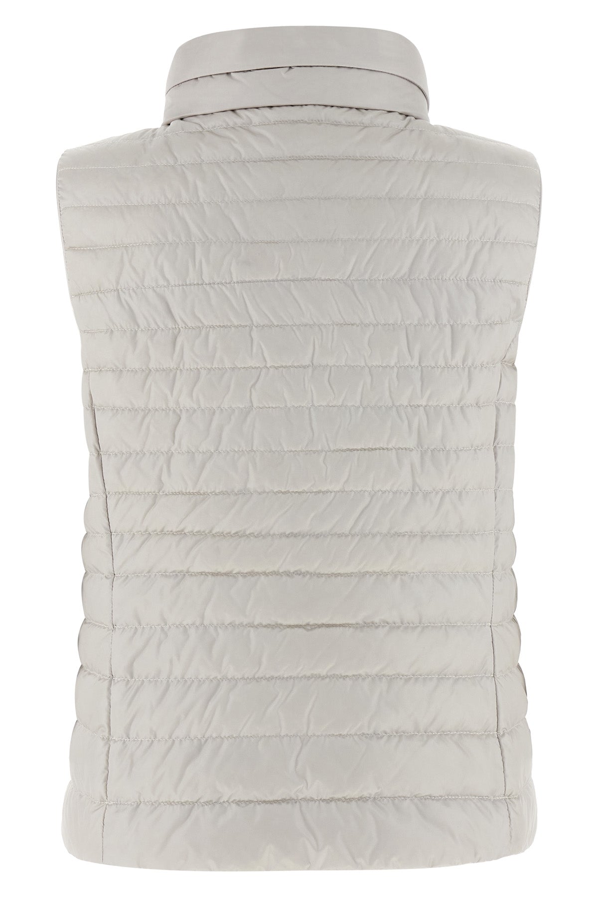 villan vest in polished technical fabric quilted and goose feather padding