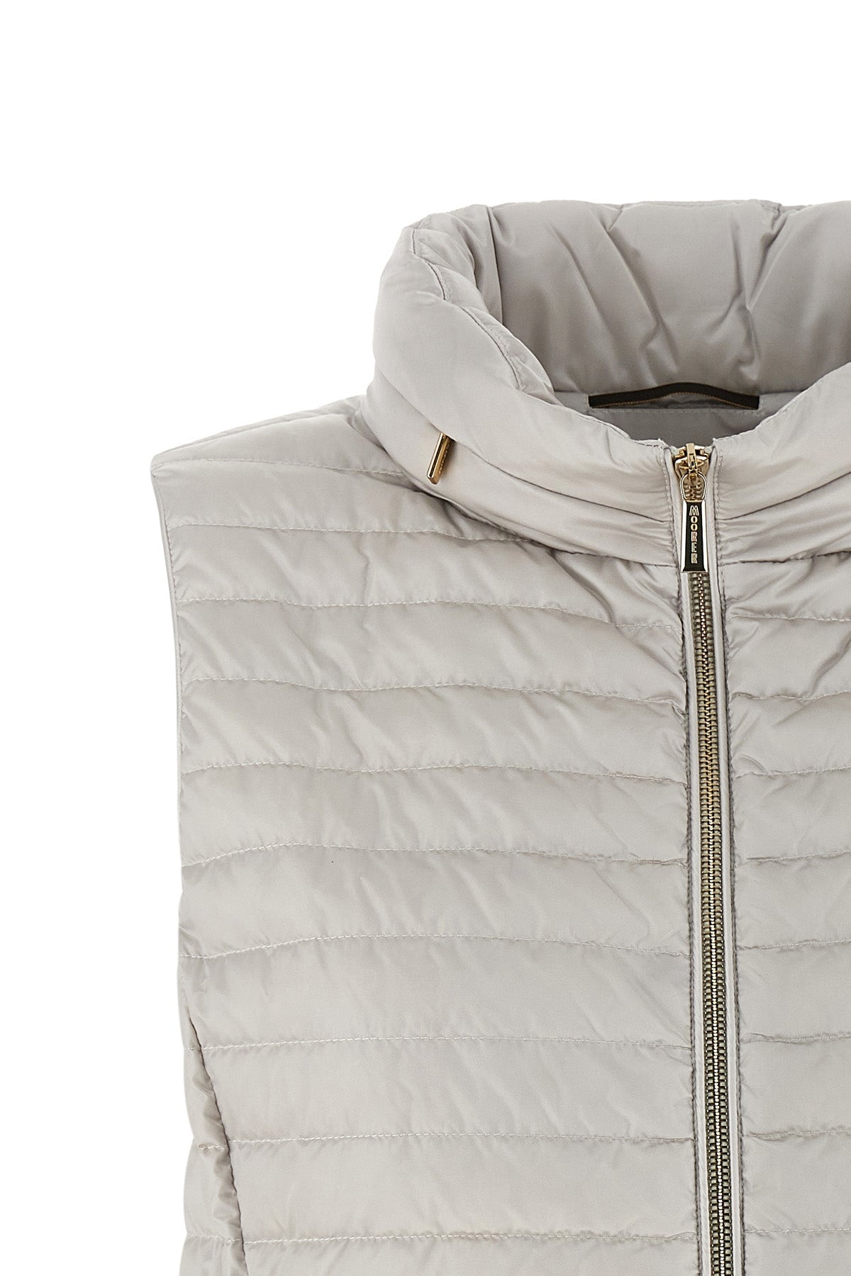 villan vest in polished technical fabric quilted and goose feather padding