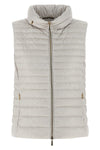 villan vest in polished technical fabric quilted and goose feather padding