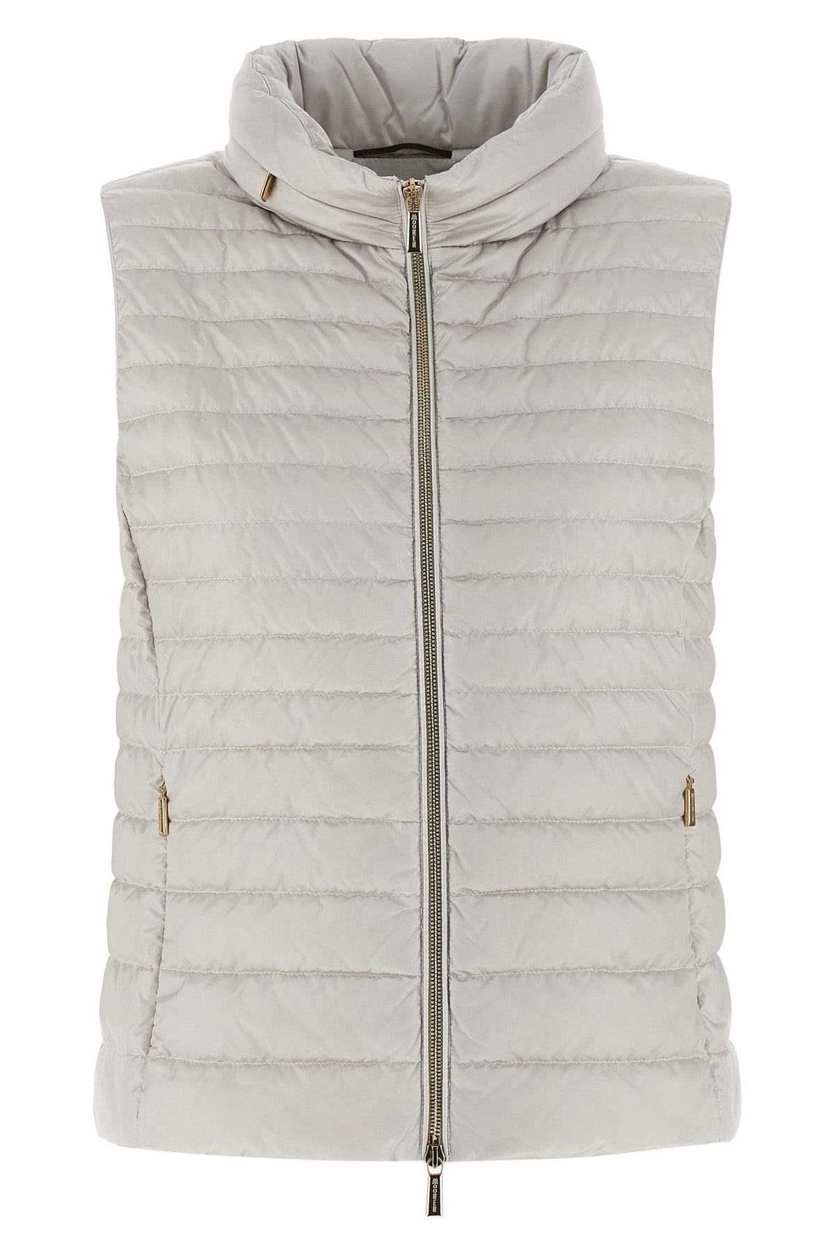villan vest in polished technical fabric quilted and goose feather padding