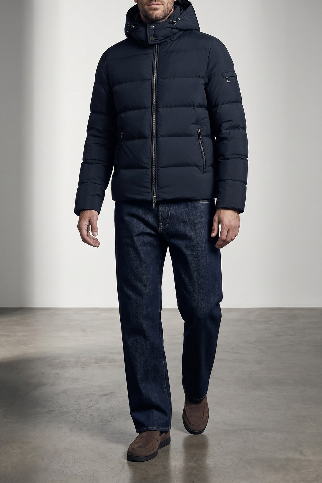 MOORER 50 brett - acqua line (2 small umbrellas) bomber jacket in super light