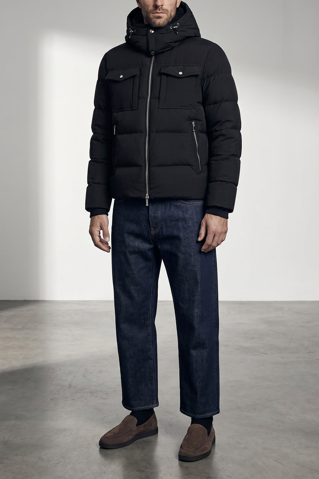 MOORER 48 alarick bomber jacket - acqua line (1 umbrella) in water-repellent resin bie