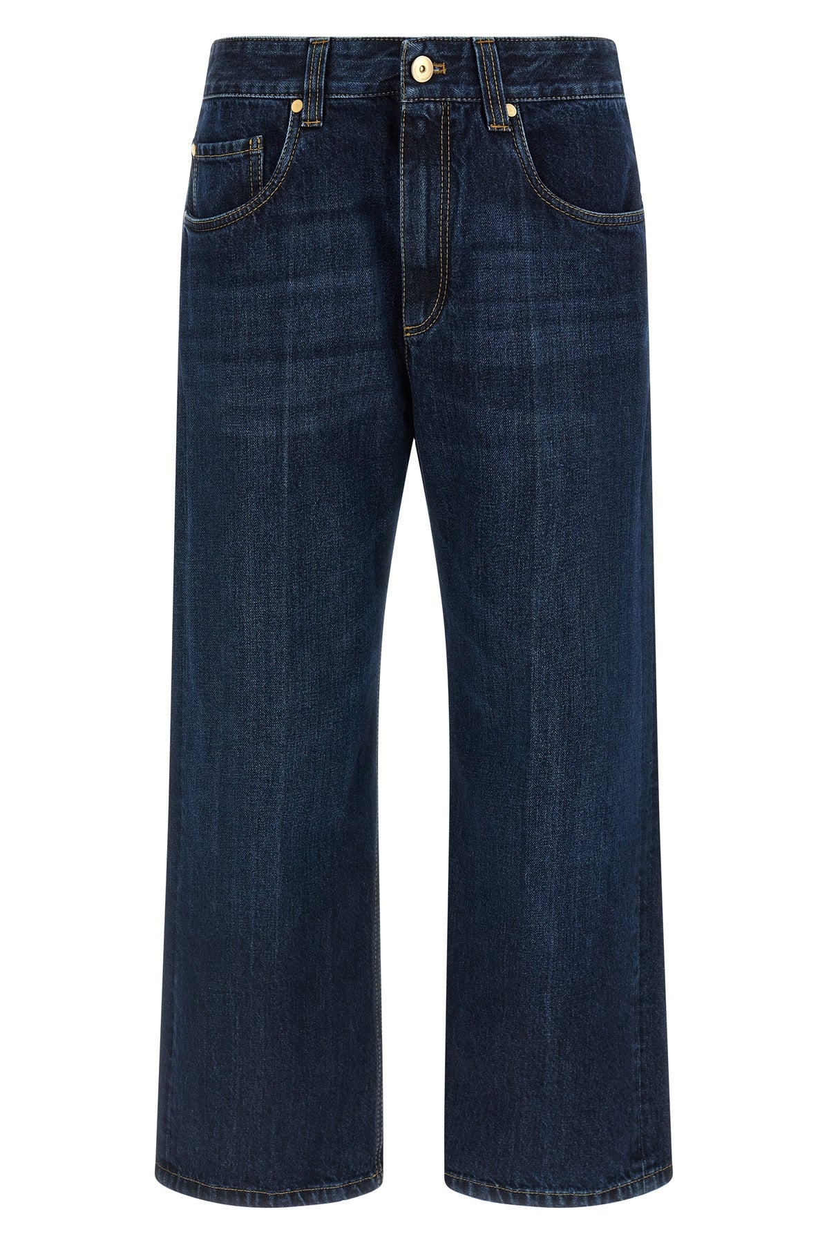 stone-washed rigid cotton denim jeans