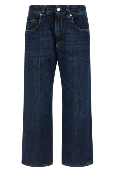 stone-washed rigid cotton denim jeans
