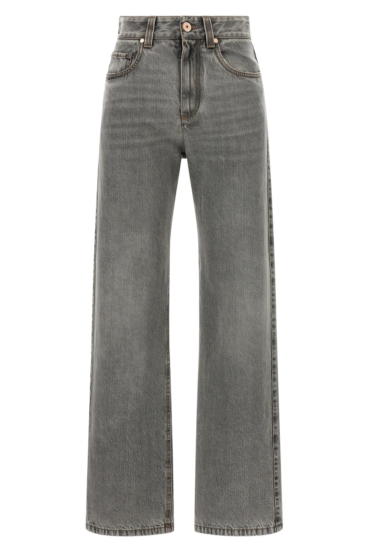 brunello cucinelli contemporary loose pure cotton jeans feature a straight-leg