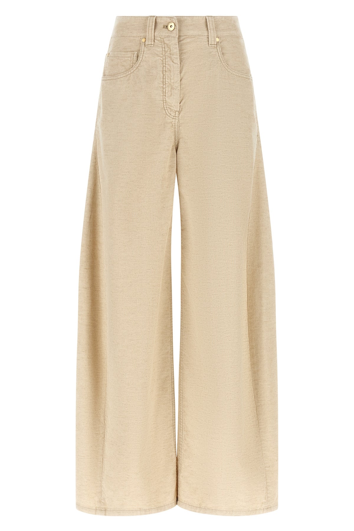 the wide barrel cotton and linen blend corduroy pants