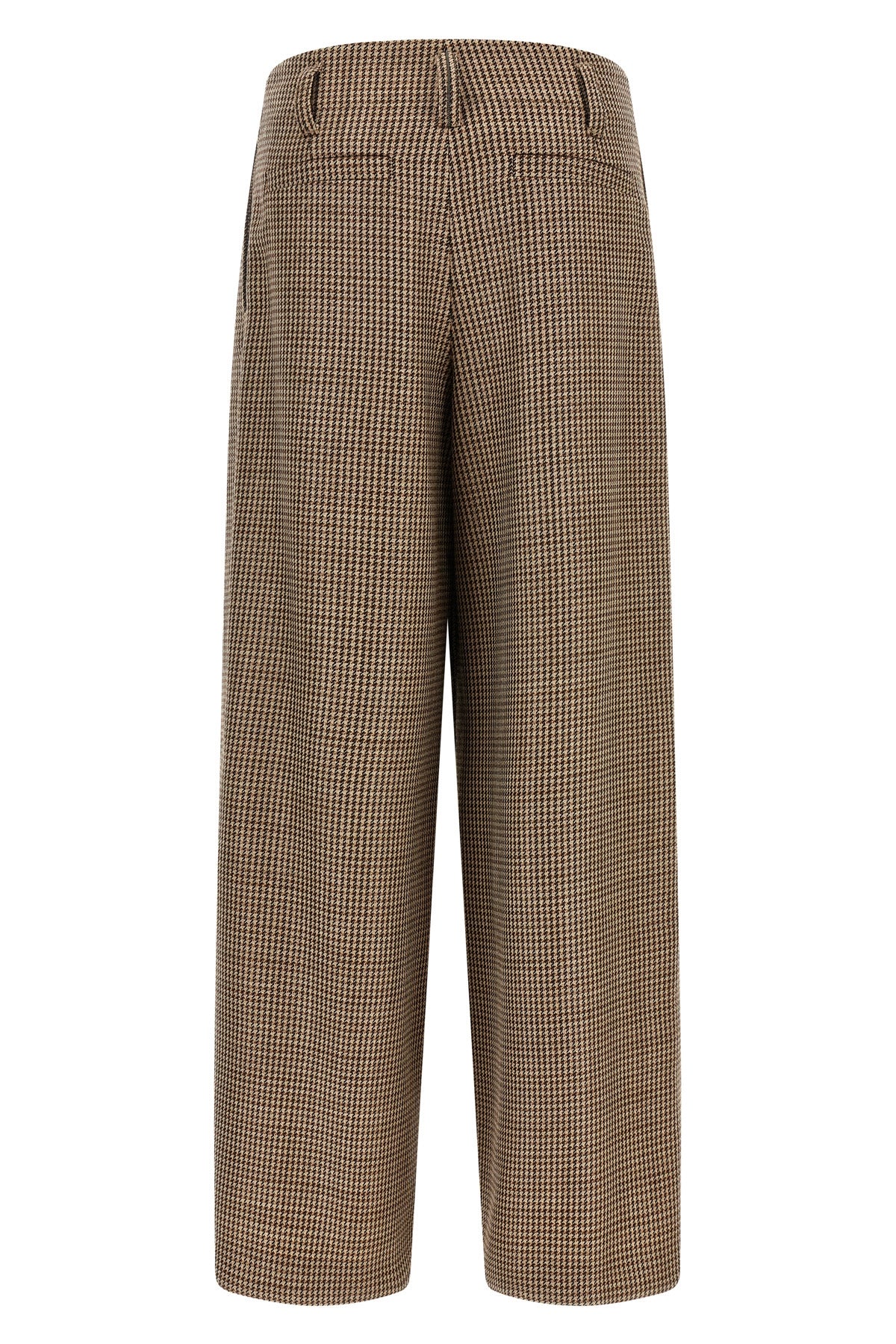 prince of wales patterned virgin wool pants woven