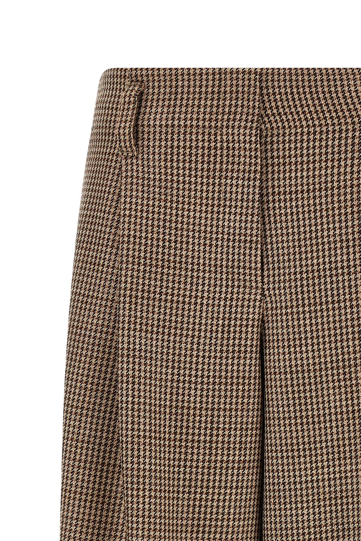 prince of wales patterned virgin wool pants woven