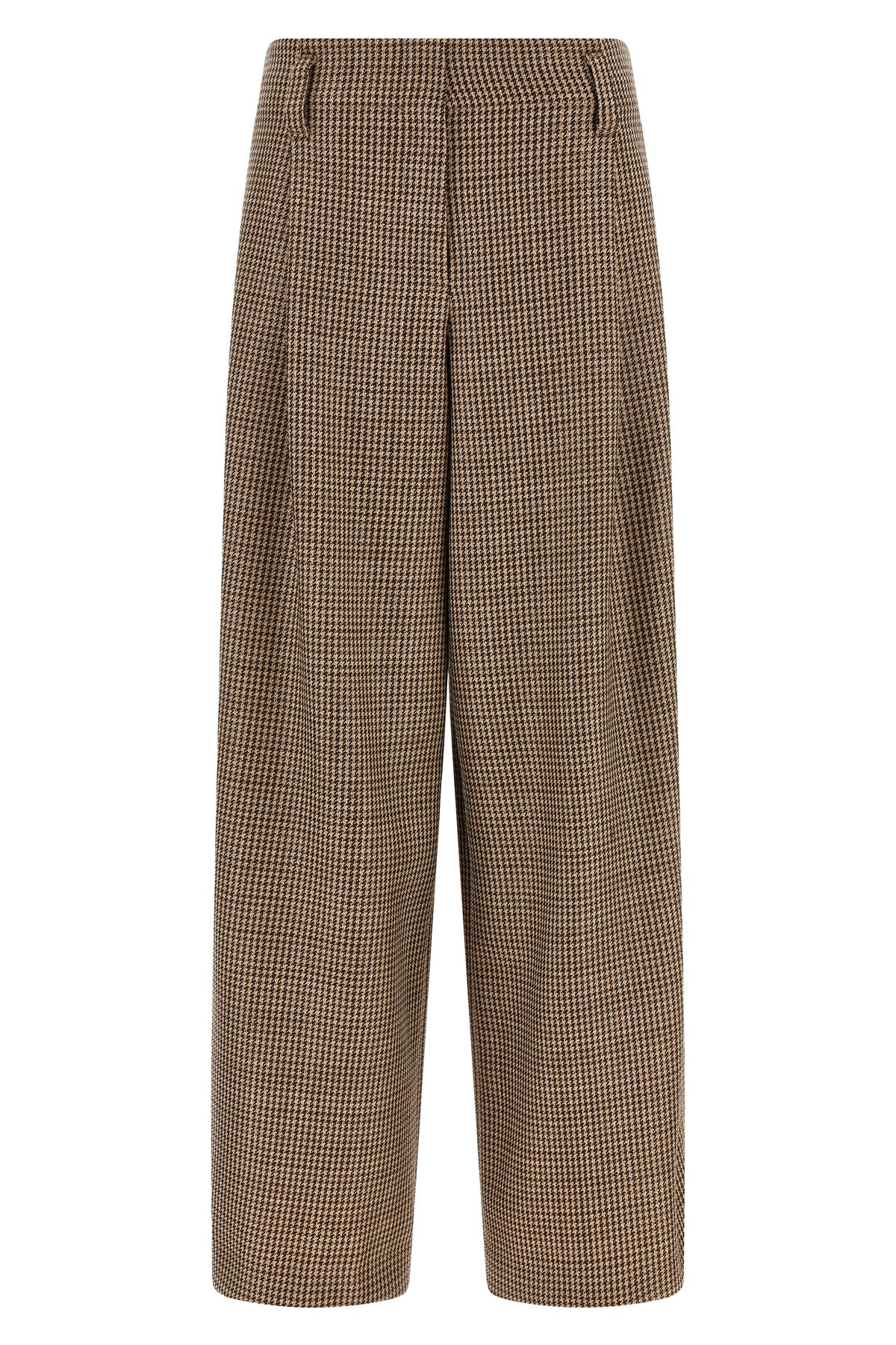 prince of wales patterned virgin wool pants woven