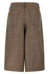 prince of wales patterned virgin wool bermuda shorts woven