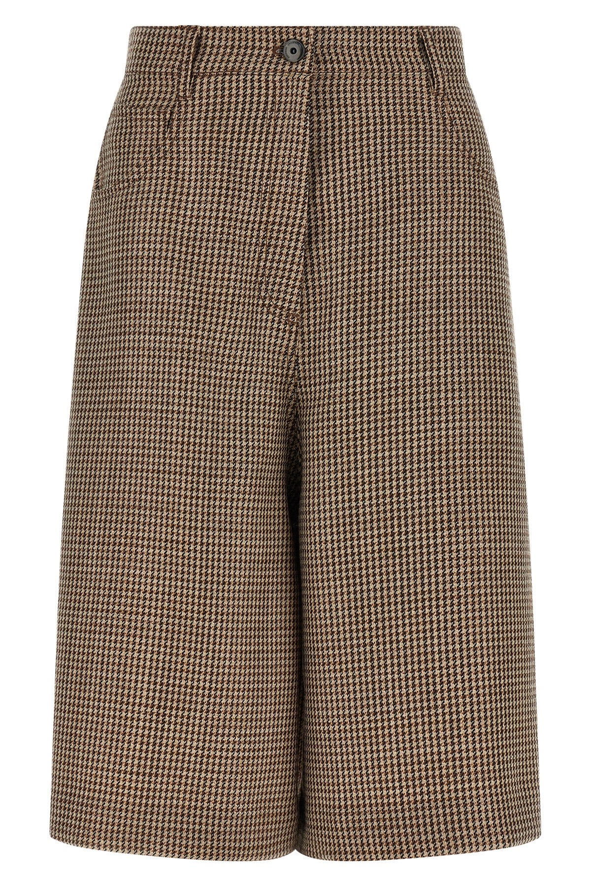 prince of wales patterned virgin wool bermuda shorts woven