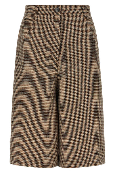 prince of wales patterned virgin wool bermuda shorts woven
