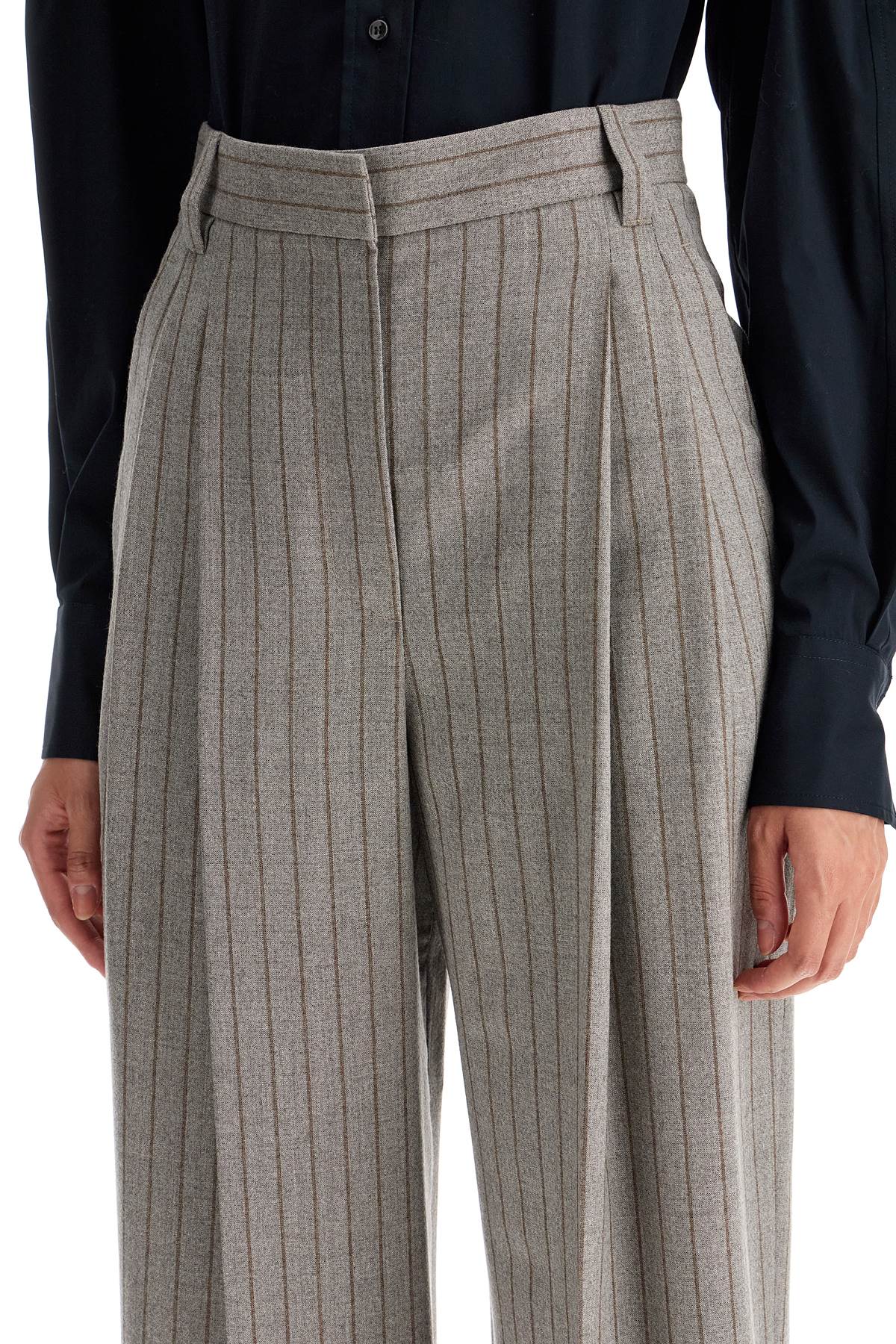 wide virgin wool pinstripe trousers