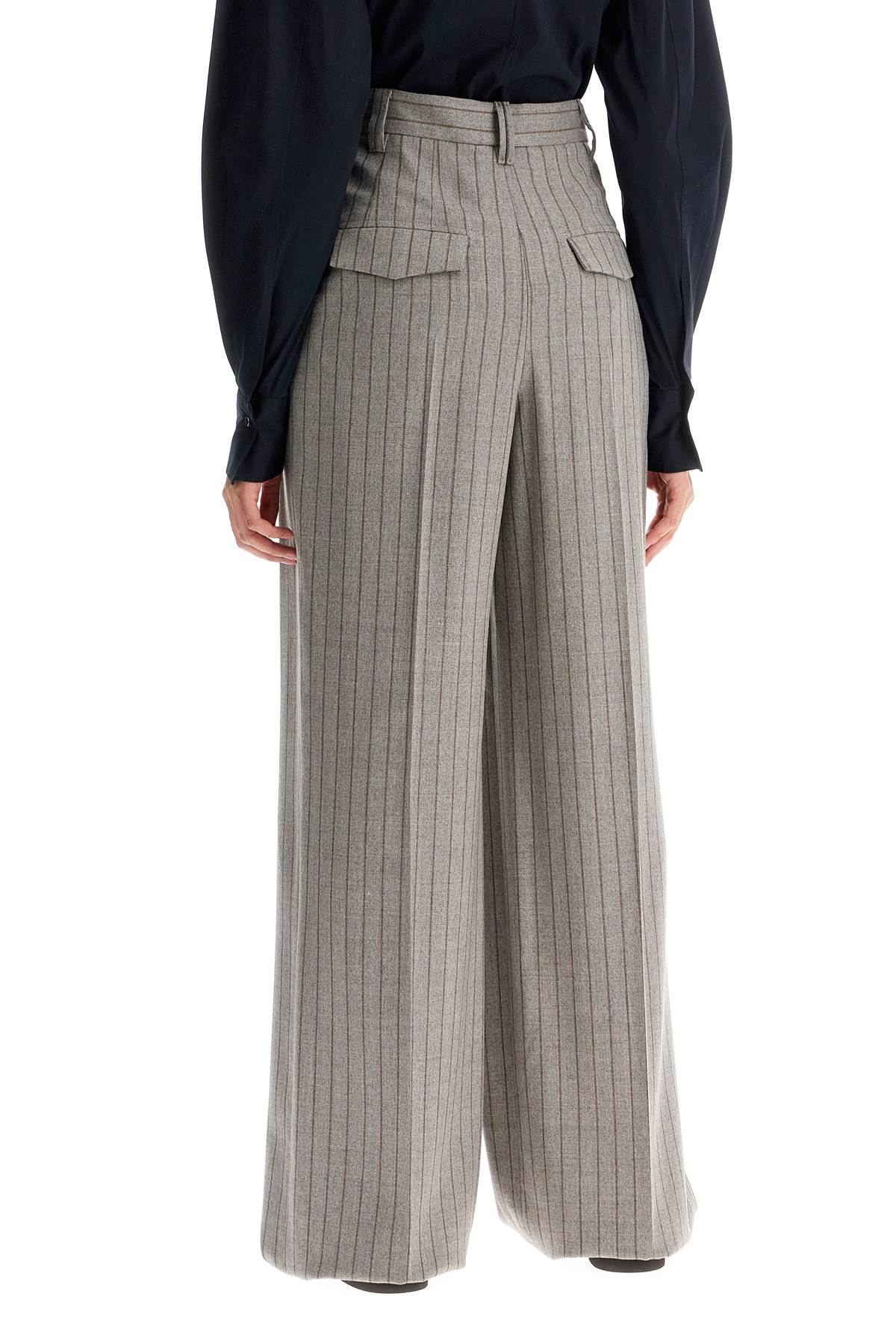 wide virgin wool pinstripe trousers