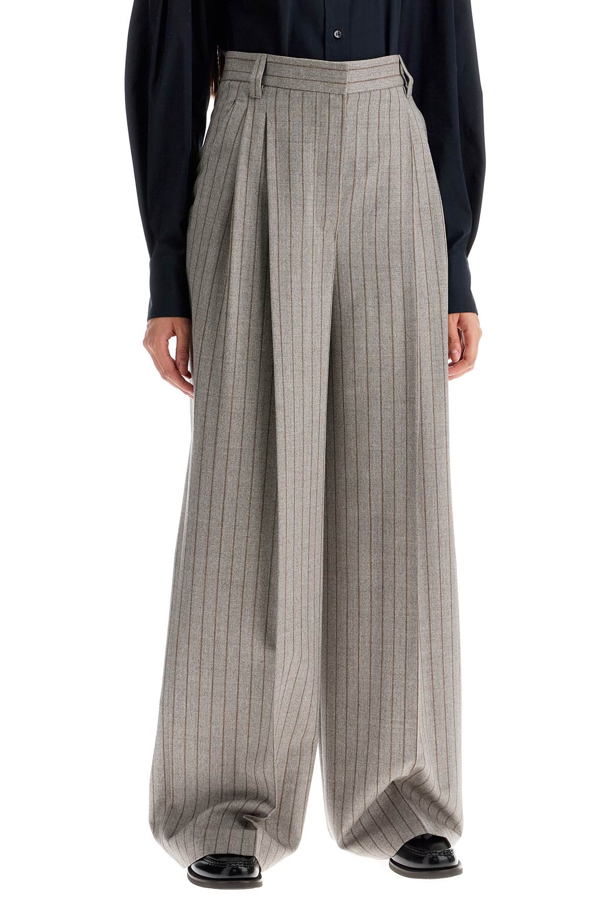 wide virgin wool pinstripe trousers