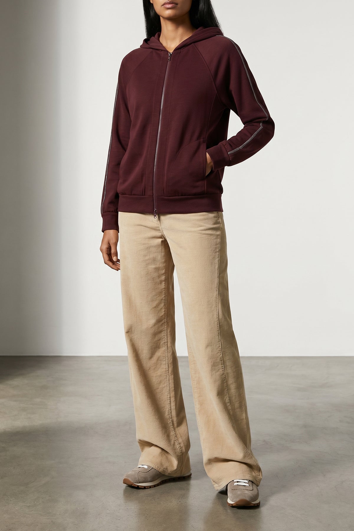 raglan shoulder hoodie in cotton blend