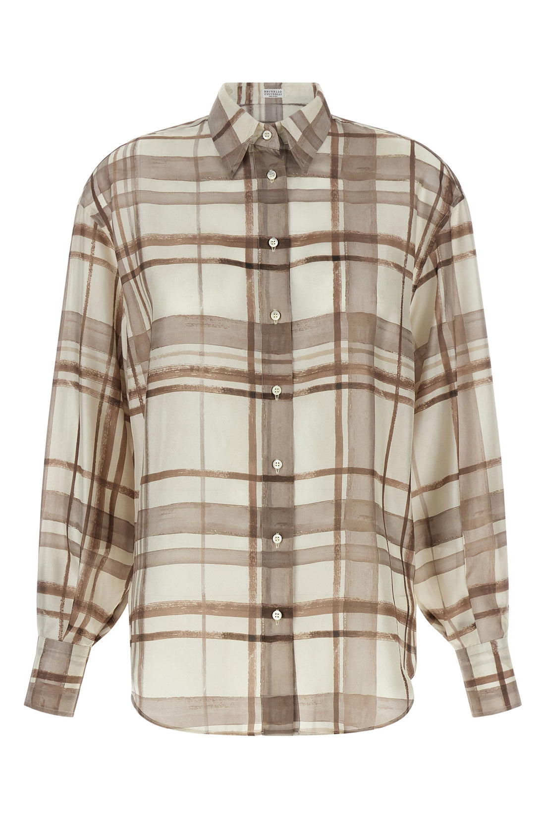 BRUNELLO CUCINELLI L check patterned silk shirt
