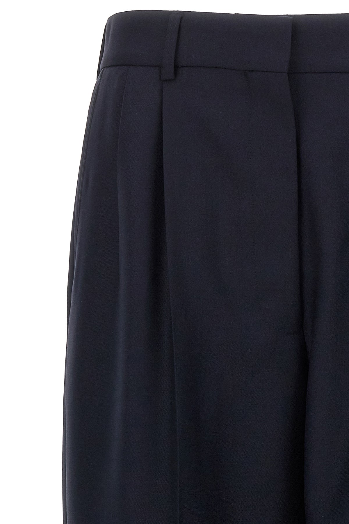 first class navy fox wool and mohair pants