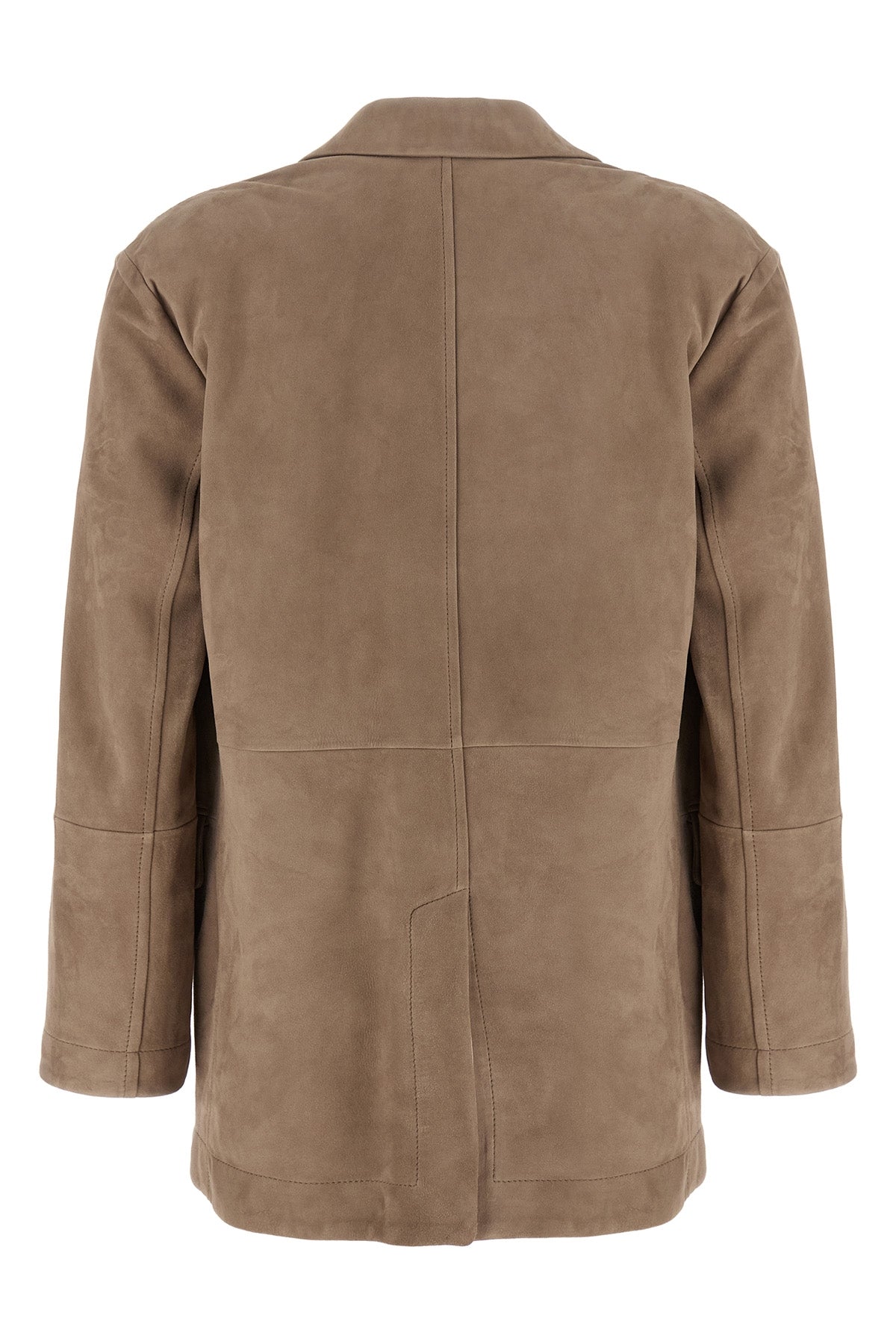 deconstructed single-breasted suede blazer