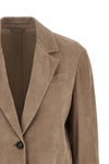 deconstructed single-breasted suede blazer