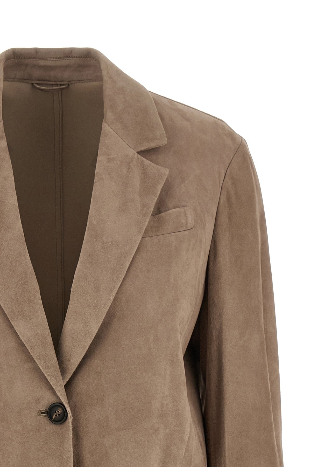 deconstructed single-breasted suede blazer
