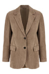 deconstructed single-breasted suede blazer