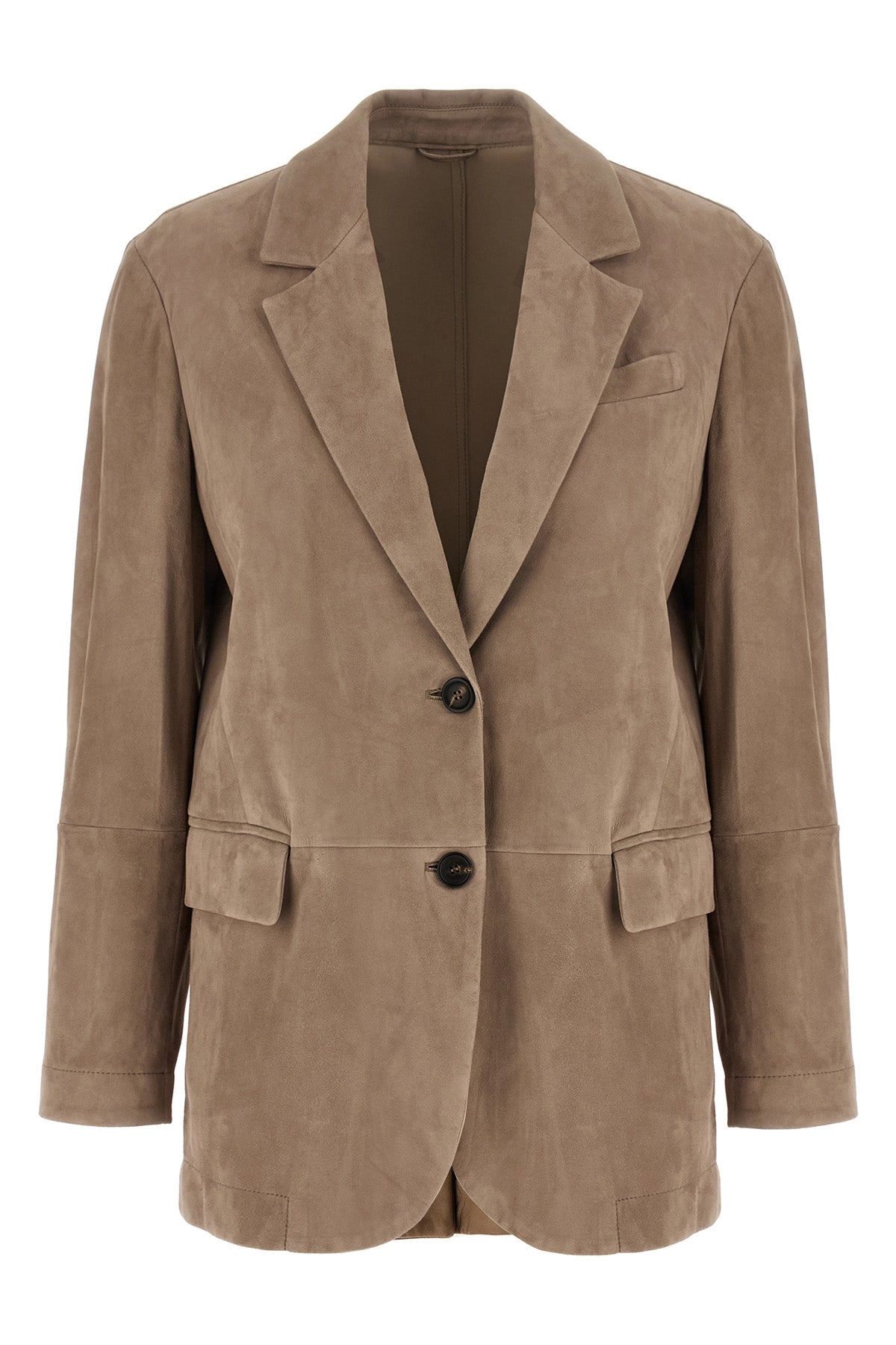 deconstructed single-breasted suede blazer