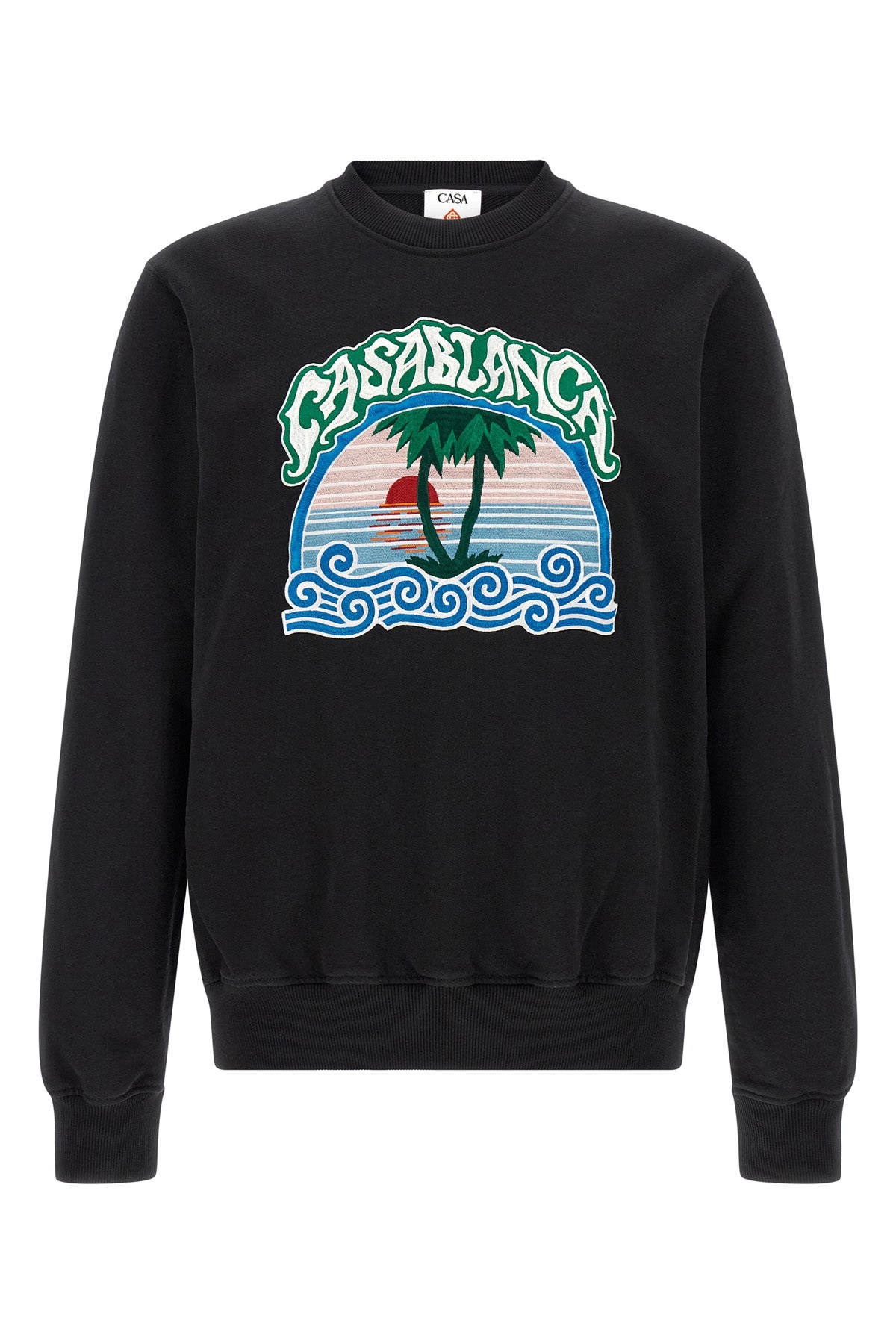 the casablanca crewneck sweatshirt features a pure organic cotton construction t