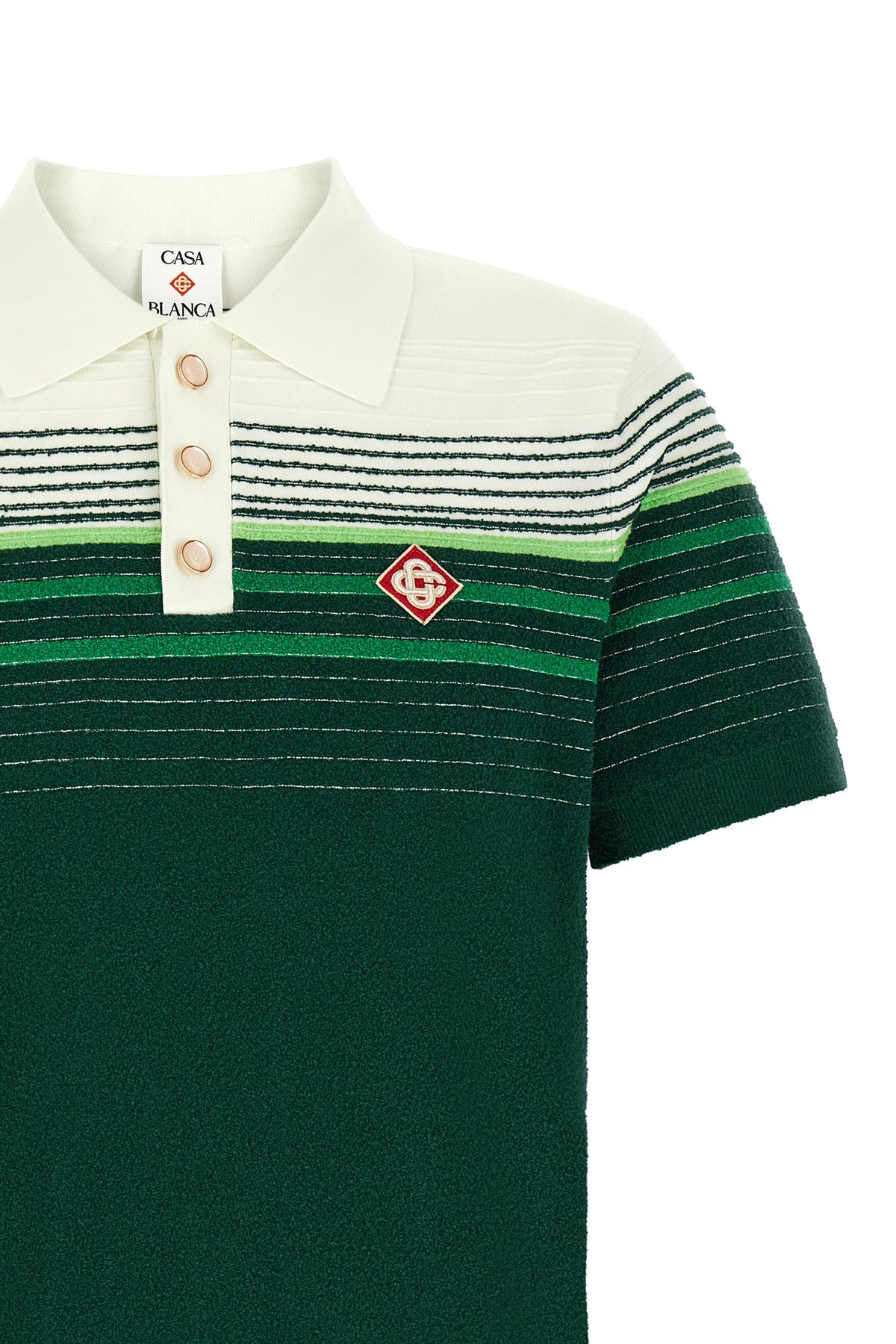 the casablanca bouclé stripes short-sleeved polo shirt in cotton blend