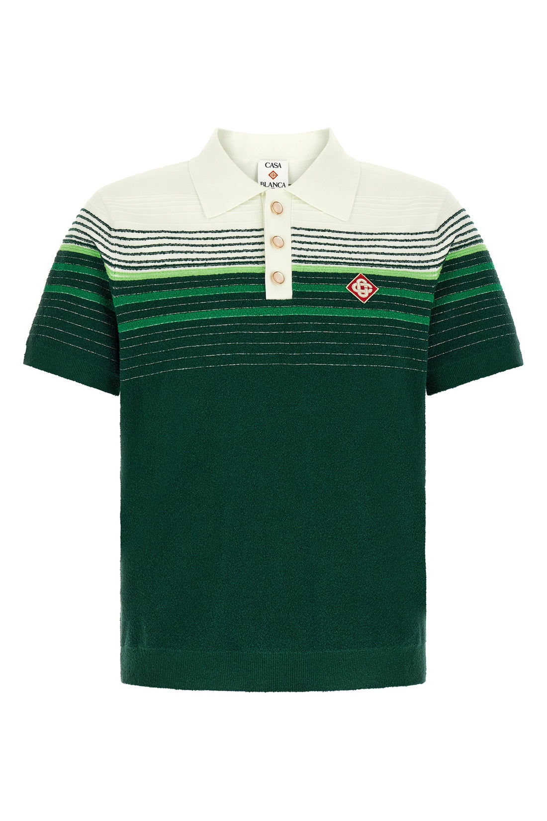 CASABLANCA L the casablanca bouclé stripes short-sleeved polo shirt in cotton blend
