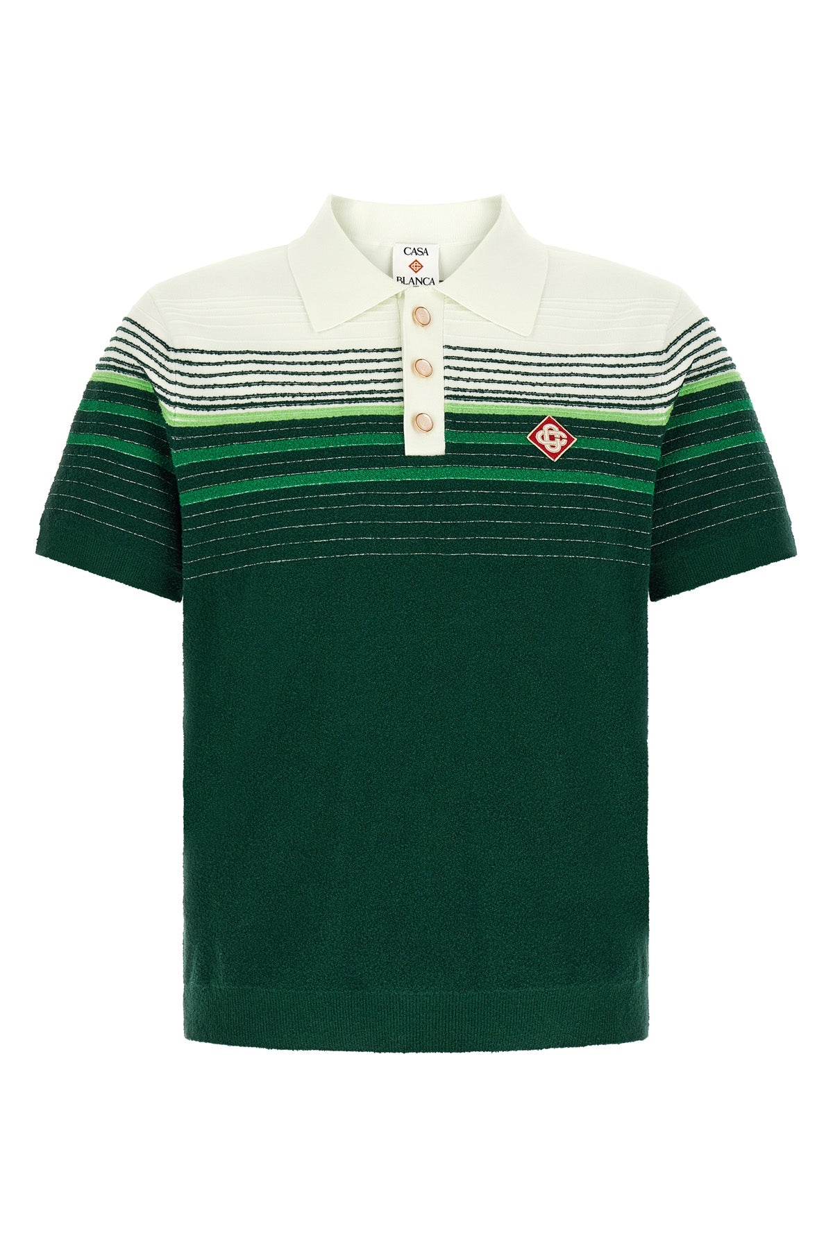 the casablanca bouclé stripes short-sleeved polo shirt in cotton blend