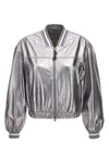 laminated leather bomber jacket