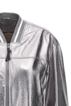 laminated leather bomber jacket