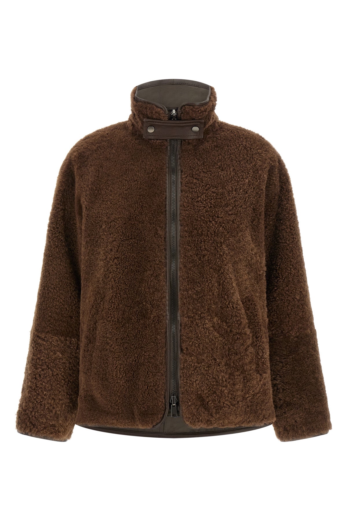 the brunello cucinelli reversible jacket in pure fuzzy lamb shearling stands o