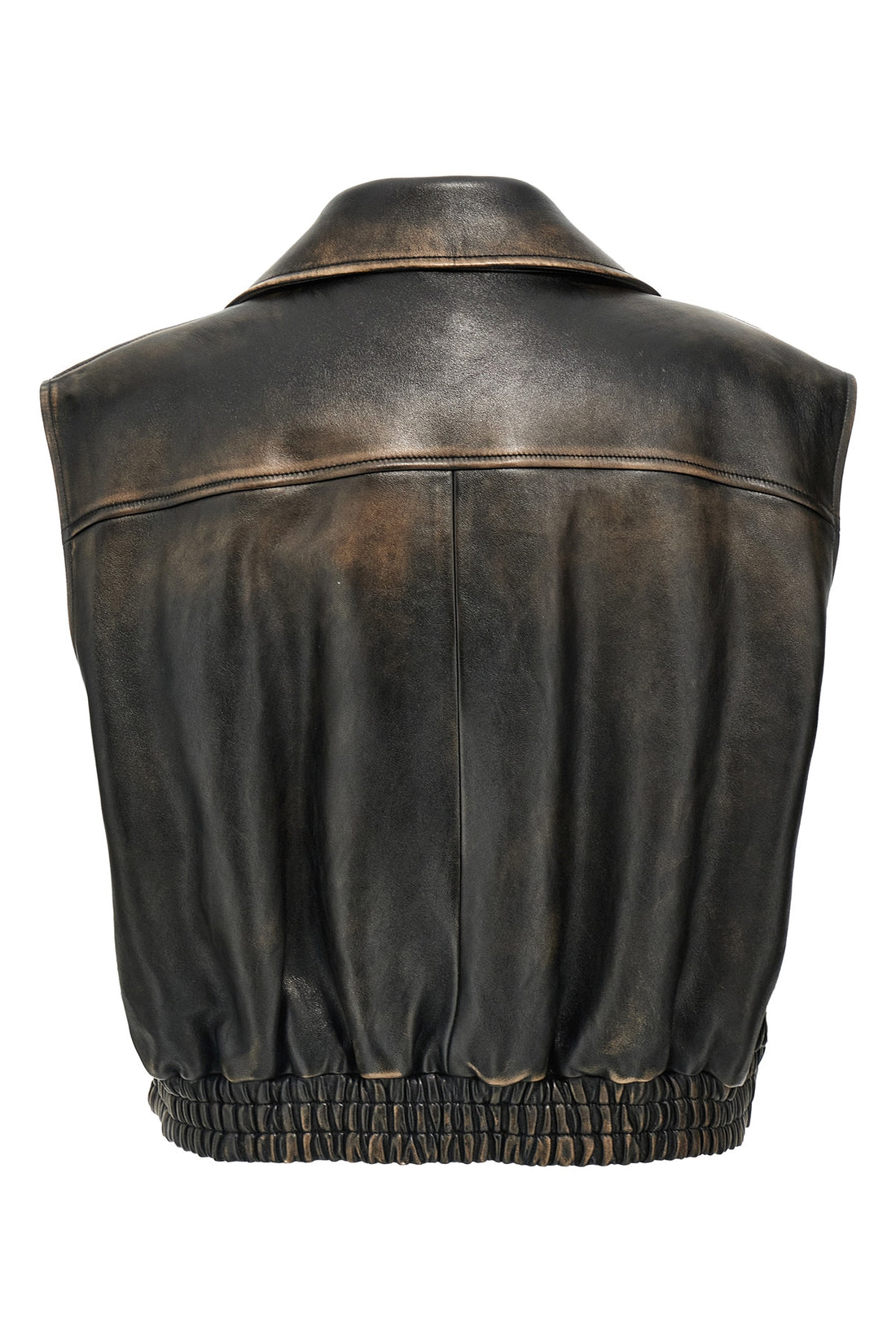 MIU MIU 38 lightly padded vintage-effect nappa leather vest