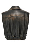 lightly padded vintage-effect nappa leather vest