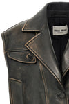 lightly padded vintage-effect nappa leather vest