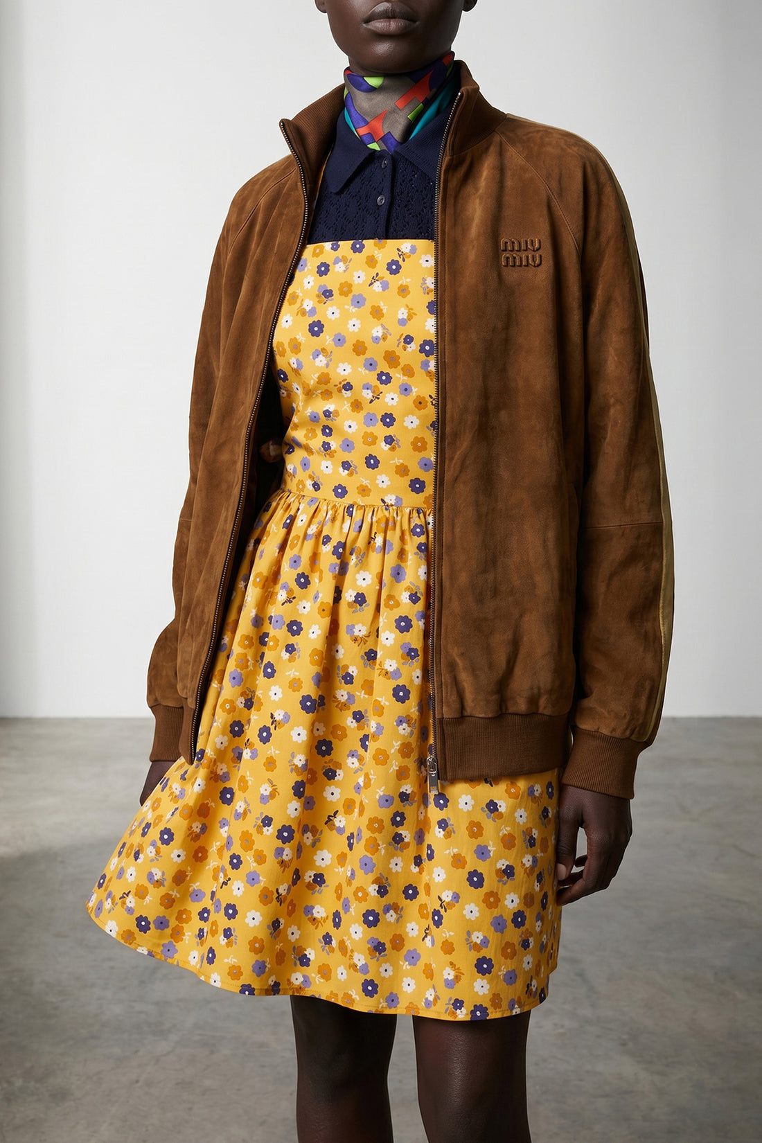 MIU MIU 40 miu mius lined bomber jacket in waxed suede redefines the codes of sportswear t