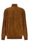 miu mius lined bomber jacket in waxed suede redefines the codes of sportswear t