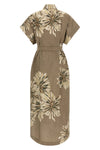 long dress in floral print cotton poplin