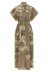 long dress in floral print cotton poplin