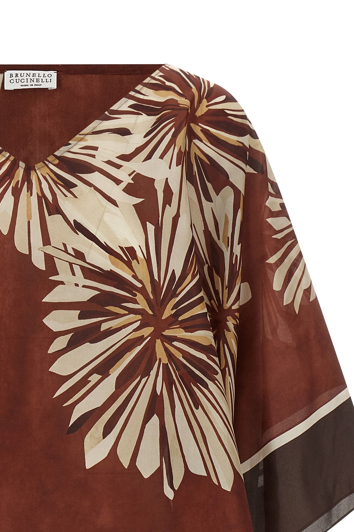 all over floral-print silk twill blouse-foulard