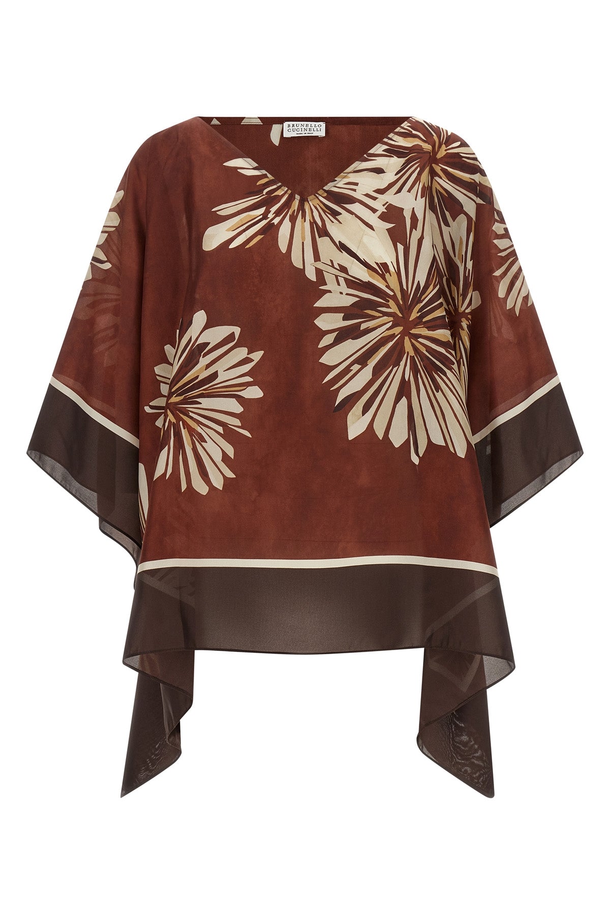 all over floral-print silk twill blouse-foulard