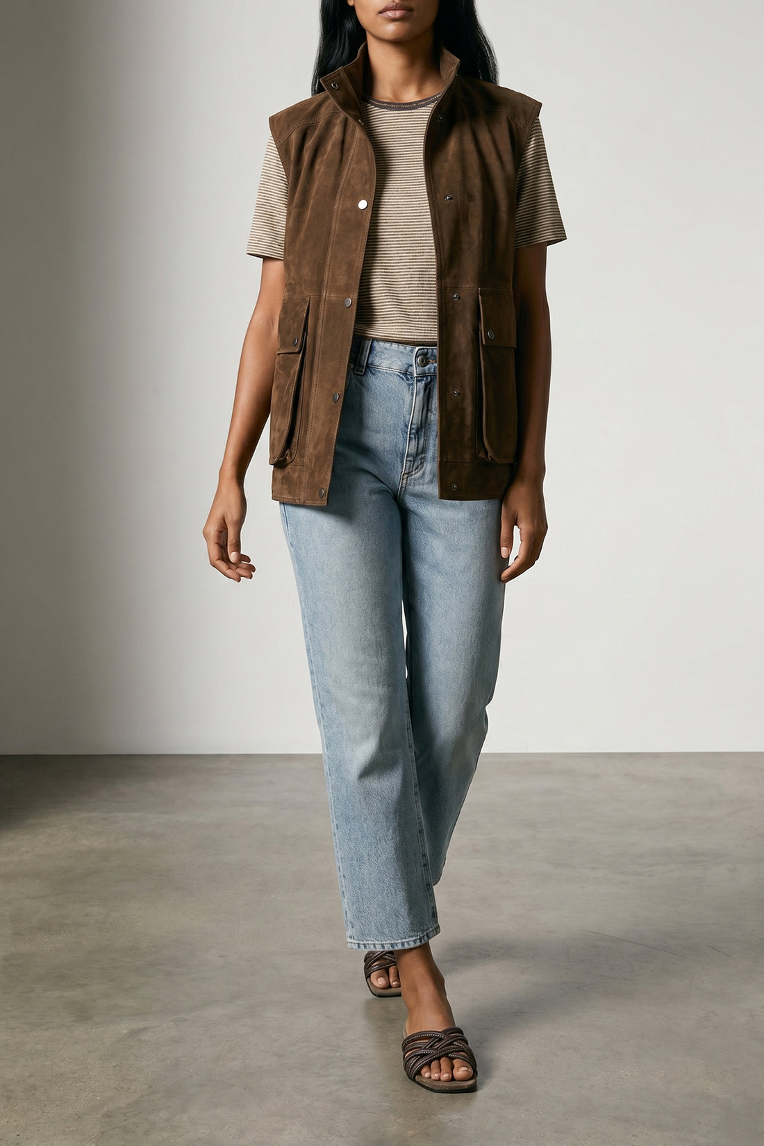 BRUNELLO CUCINELLI XS striped stretch linen t-shirt