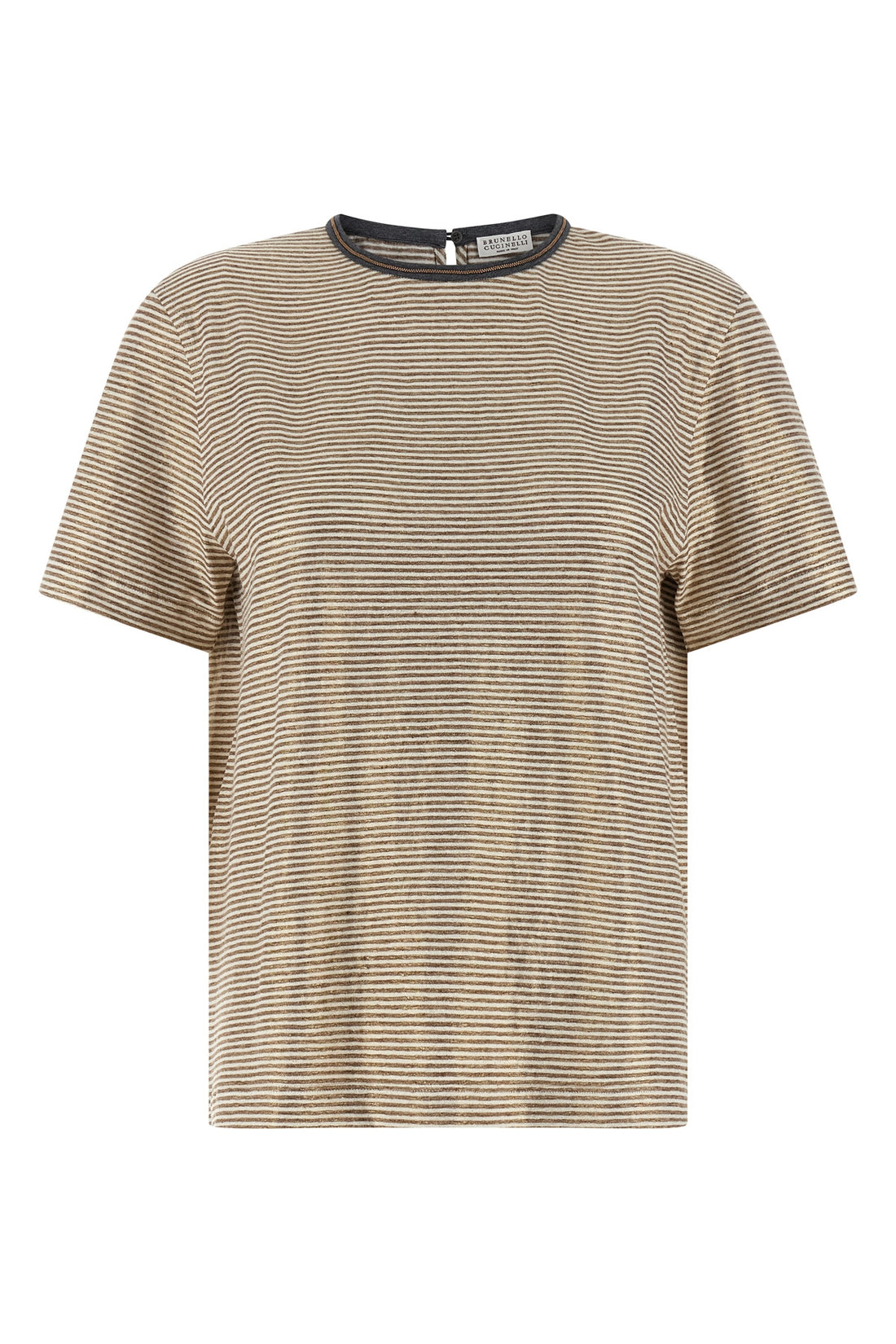 BRUNELLO CUCINELLI XS striped stretch linen t-shirt