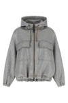 bomber jacket in mélange cotton woven
