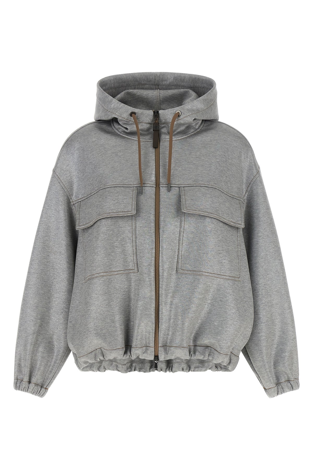 bomber jacket in mélange cotton woven