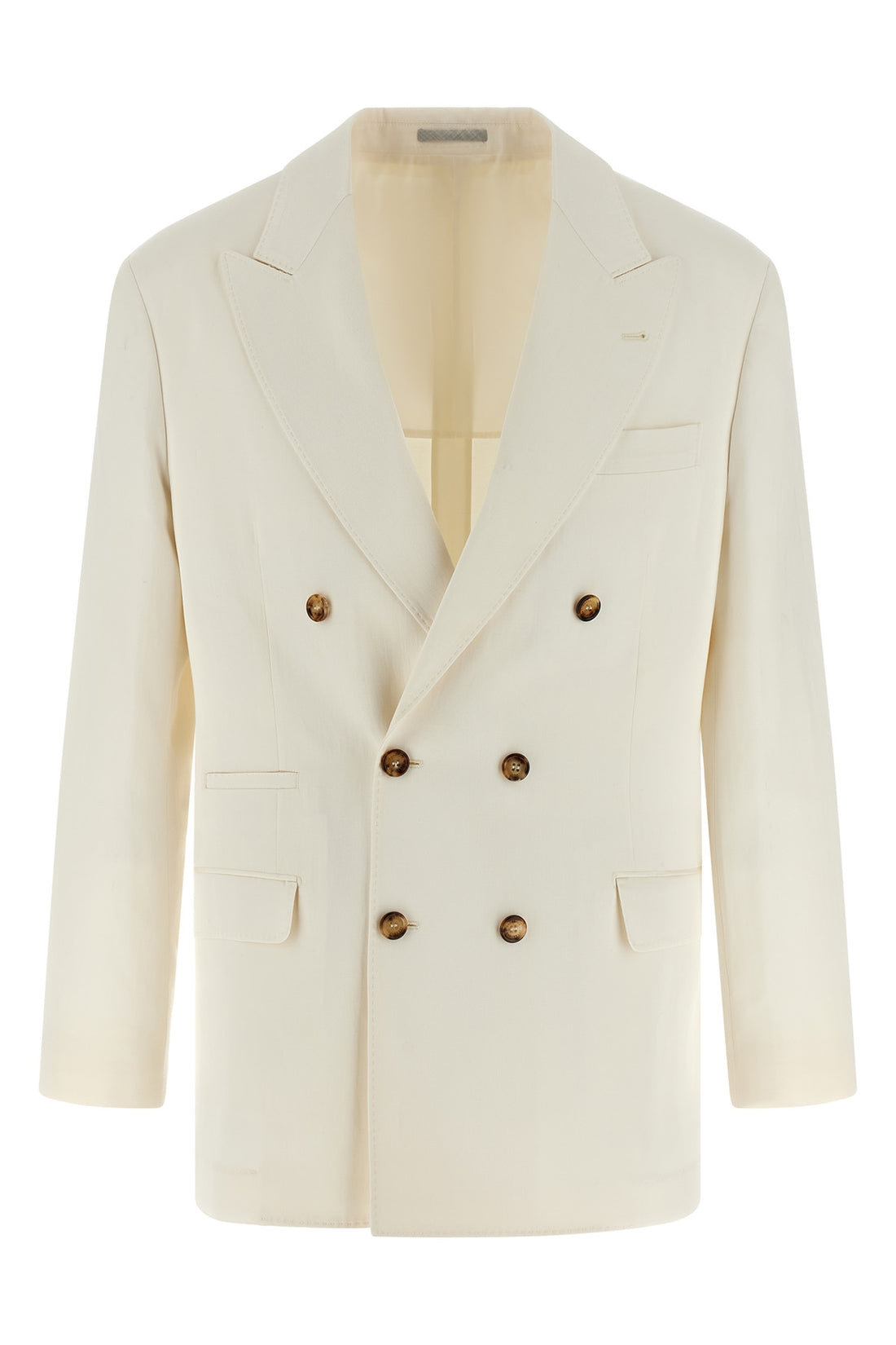 BRUNELLO CUCINELLI 50 one-and-a-half breast blazer in silk and linen blend