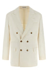 one-and-a-half breast blazer in silk and linen blend